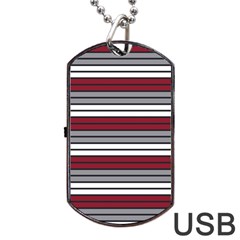 Fabric Line Red Grey White Wave Dog Tag Usb Flash (two Sides)