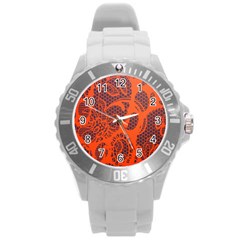 Enlarge Orange Purple Round Plastic Sport Watch (l)