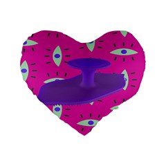 Eye Purple Pink Standard 16  Premium Flano Heart Shape Cushions by Alisyart