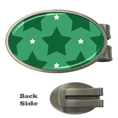 Green White Star Money Clips (oval) 