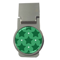 Green White Star Money Clips (round)  by Alisyart