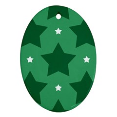 Green White Star Oval Ornament (two Sides)