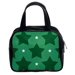 Green White Star Classic Handbags (2 Sides)