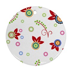 Floral Flower Rose Star Round Ornament (two Sides)