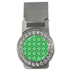 Green White Star Line Space Money Clips (cz) 