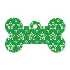 Green White Star Line Space Dog Tag Bone (two Sides)