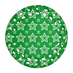 Green White Star Line Space Round Filigree Ornament (two Sides) by Alisyart