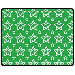 Green White Star Line Space Double Sided Fleece Blanket (medium)  by Alisyart