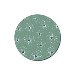 Floral Flower Rose Sunflower Grey Rubber Coaster (round) 