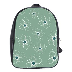 Floral Flower Rose Sunflower Grey School Bags(large) 