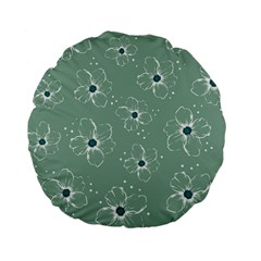 Floral Flower Rose Sunflower Grey Standard 15  Premium Flano Round Cushions