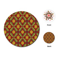 Abstract Yellow Red Frame Flower Floral Playing Cards (round)  by Alisyart
