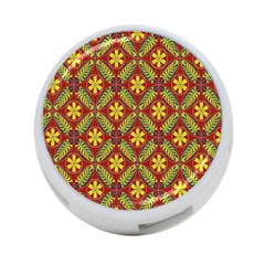 Abstract Yellow Red Frame Flower Floral 4-port Usb Hub (two Sides) 