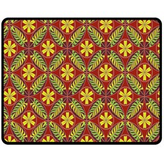 Abstract Yellow Red Frame Flower Floral Fleece Blanket (medium) 