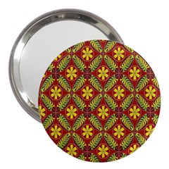 Abstract Yellow Red Frame Flower Floral 3  Handbag Mirrors by Alisyart