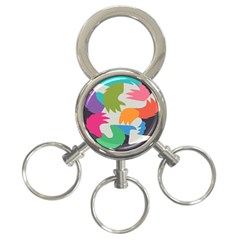 Hand Rainbow Blue Green Pink Purple Orange Monster 3-ring Key Chains by Alisyart