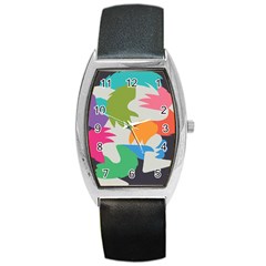 Hand Rainbow Blue Green Pink Purple Orange Monster Barrel Style Metal Watch by Alisyart