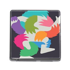 Hand Rainbow Blue Green Pink Purple Orange Monster Memory Card Reader (square)