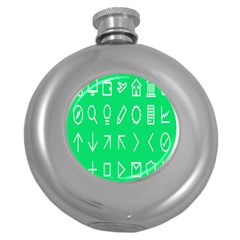 Icon Sign Green White Round Hip Flask (5 Oz) by Alisyart