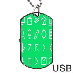 Icon Sign Green White Dog Tag Usb Flash (two Sides)