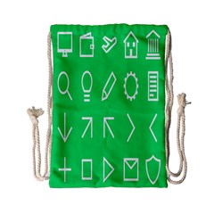 Icon Sign Green White Drawstring Bag (small) by Alisyart