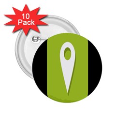 Location Icon Graphic Green White Black 2 25  Buttons (10 Pack) 