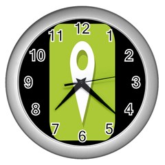 Location Icon Graphic Green White Black Wall Clocks (silver) 