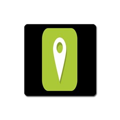 Location Icon Graphic Green White Black Square Magnet by Alisyart