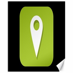 Location Icon Graphic Green White Black Canvas 11  X 14  