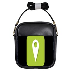 Location Icon Graphic Green White Black Girls Sling Bags