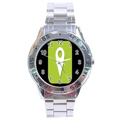 Location Icon Graphic Green White Black Stainless Steel Analogue Watch