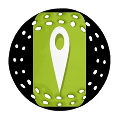 Location Icon Graphic Green White Black Round Filigree Ornament (two Sides) by Alisyart