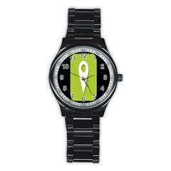 Location Icon Graphic Green White Black Stainless Steel Round Watch by Alisyart