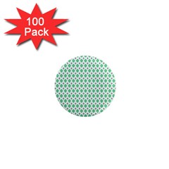 Crown King Triangle Plaid Wave Green White 1  Mini Magnets (100 Pack) 