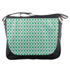 Crown King Triangle Plaid Wave Green White Messenger Bags