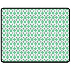 Crown King Triangle Plaid Wave Green White Double Sided Fleece Blanket (medium) 