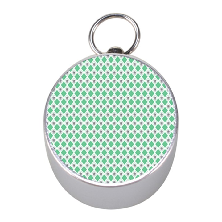 Crown King Triangle Plaid Wave Green White Mini Silver Compasses