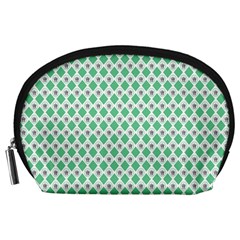 Crown King Triangle Plaid Wave Green White Accessory Pouches (large) 