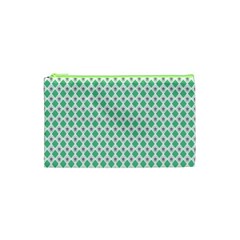 Crown King Triangle Plaid Wave Green White Cosmetic Bag (xs) by Alisyart