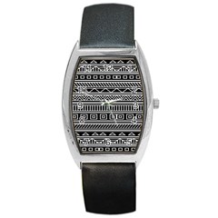 Myria Wrapping Paper Black Barrel Style Metal Watch by Alisyart