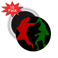 Ninja Graphics Red Green Black 2 25  Magnets (10 Pack) 