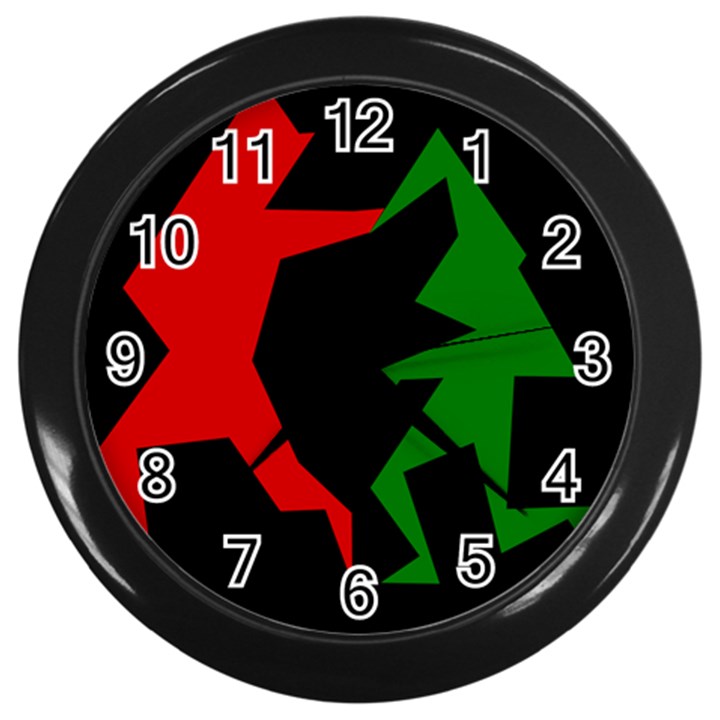 Ninja Graphics Red Green Black Wall Clocks (Black)