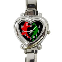 Ninja Graphics Red Green Black Heart Italian Charm Watch