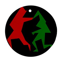 Ninja Graphics Red Green Black Round Ornament (two Sides)