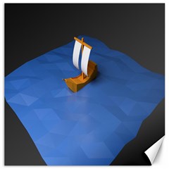 Low Poly Boat Ship Sea Beach Blue Canvas 12  X 12   by Alisyart