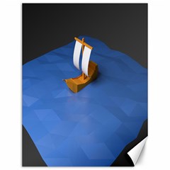 Low Poly Boat Ship Sea Beach Blue Canvas 12  X 16   by Alisyart