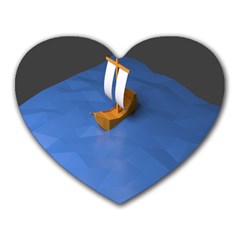 Low Poly Boat Ship Sea Beach Blue Heart Mousepads