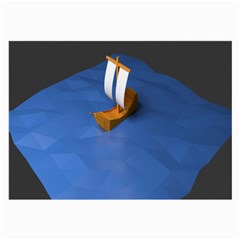 Low Poly Boat Ship Sea Beach Blue Large Glasses Cloth by Alisyart