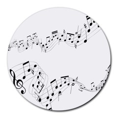 Music Note Song Black White Round Mousepads by Alisyart