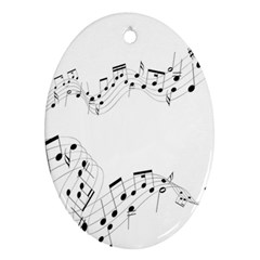 Music Note Song Black White Ornament (oval)